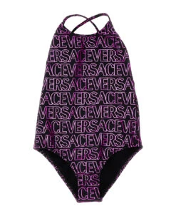 Versace Logo Print One-piece Swimsuit
