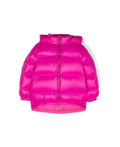 Versace Piumino Fucsia Fluo In Nylon Con Cappuccio Bambina
