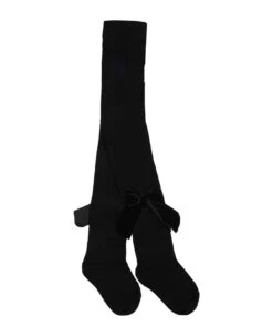 Black Tights For Girl With Velvet Bows