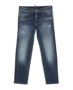 DSQUARED2 Navy Blue Stretch-cotton Denim Jeans