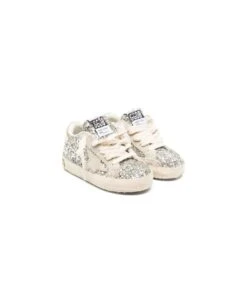 Golden Goose Super-star Glitter Upper Suede Lacing And Star Laminated Heel