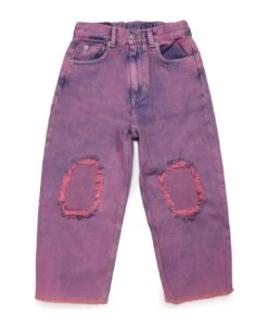 MM6 Maison Margiela Mm6p30u Trousers Maison Margiela Pink Jeans With Coloured Overdye And Openings At The Knees