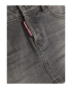 DSQUARED2 Light Grey Stretch-cotton Denim Skirt -Golden Goose Shop d5e5b3446e500db17df5aa9c29c25b69