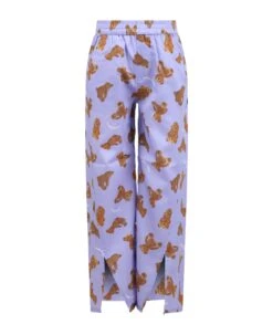 Palm Angels Purple Toousers For Girl With Bear And White Logo