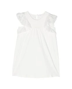 Chloé White Dress With Ruched Detailing In Cotton Girl