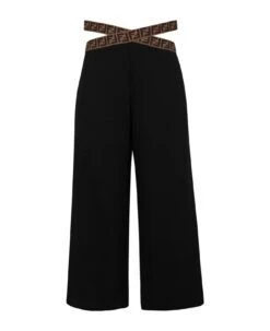 FENDI Black Trousers For Girl With Ff Logo