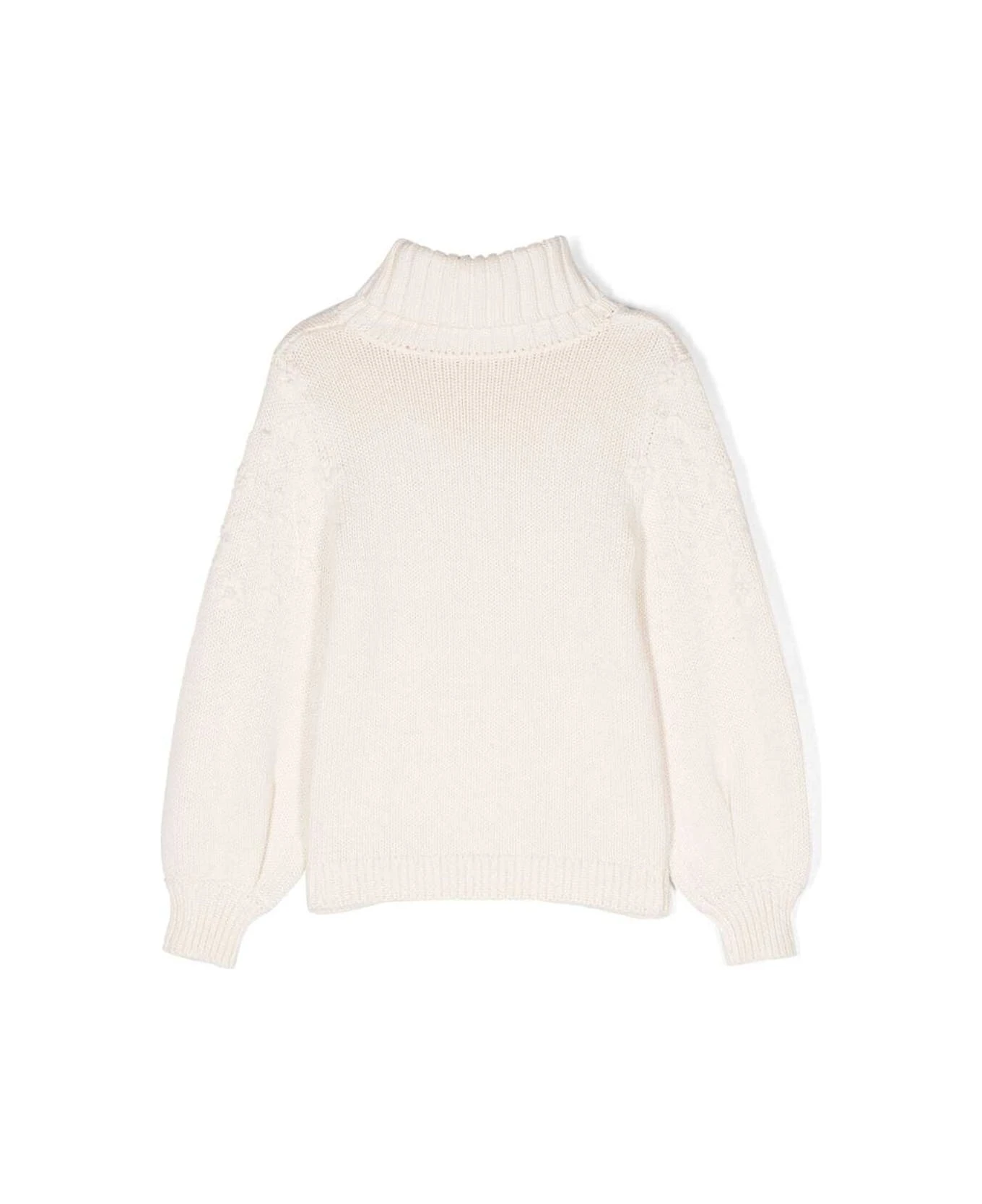 Chloé White Turtleneck Sweater With Logo Embroidery In Cotton And Wool Woman 4 Chloé White Turtleneck Sweater With Logo Embroidery In Cotton And Wool Woman - Image 2