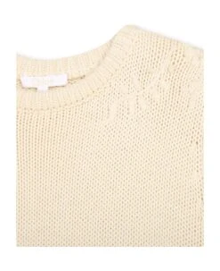 Chloé Ivory Knitted Dress With Floral Embroidery In Tone -Golden Goose Shop e669cb06d4e066e4e26fbb3eb4de620f