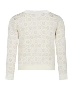 Gucci Ivory Cardigan For Girl With Double G -Golden Goose Shop ed2e179ee3c153c48fc6e827cfca8902