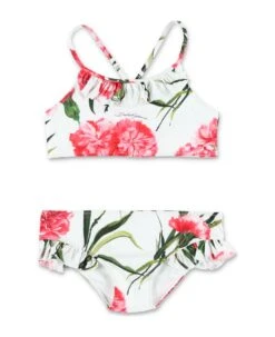 Dolce & Gabbana Carnation-print Bralette Bikini