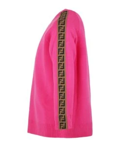 FENDI Fuchsia Sweater For Girl With Double Ff -Golden Goose Shop f06da4f6e594b0acfbe77fbbce934f31