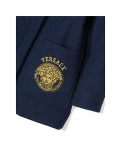Versace Cappotto Blu In Misto Lana Con Cappuccio Bambina -Golden Goose Shop f2ababa5ab5a844f531b42848a735901