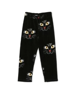 Mini Rodini Cat Face Velour Trousers