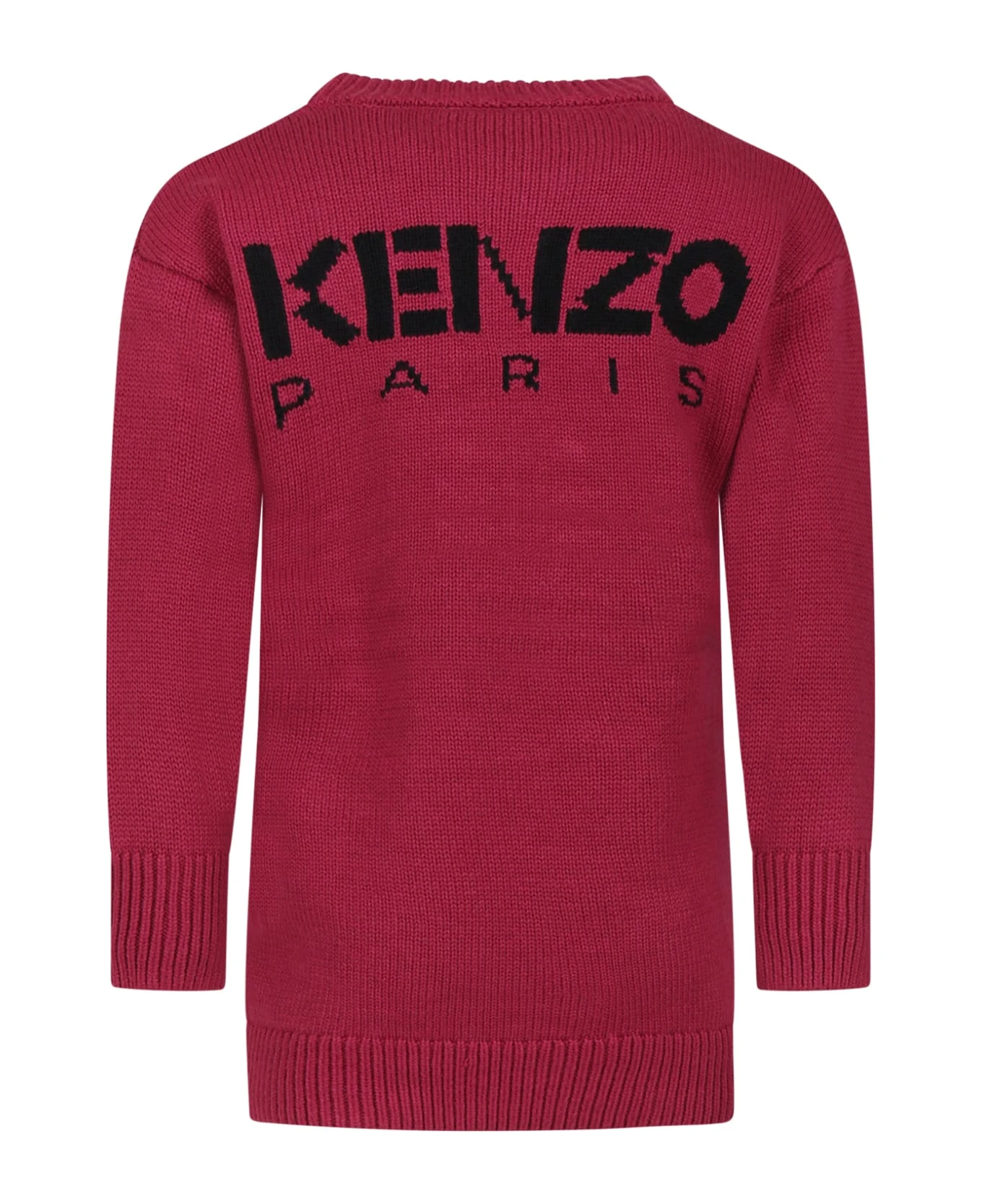 Kenzo Kids Bordeaux Pr Bim Dress With Flower Embroidery 4 Kenzo Kids Bordeaux Pr Bim Dress With Flower Embroidery - Image 2